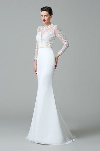 Robe de mariée longue en satin au niveau de cou de sirène avec manche longue - photo 5