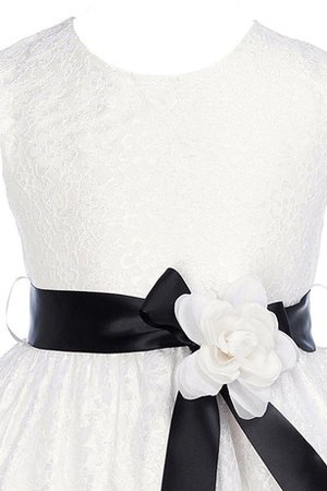 Robe de cortège enfant avec fleurs avec zip arrivée au mollet en dentelle a-ligne - photo 2