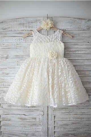 Robe de cortège enfant naturel ligne a avec sans manches avec fleurs encolure ronde - photo 2