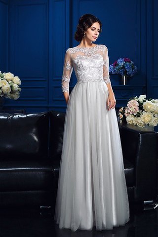 Robe mère de mariée longue encolure ronde jusqu'au sol fermeutre eclair appliques - photo 3