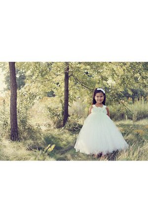 Robe de cortège enfant plissé de mode de bal avec perle en tulle avec ruban - photo 2