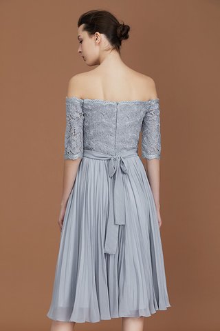 Robe demoiselle d'honneur de princesse en chiffon d'epaule ajourée avec zip mignonne - photo 8