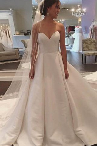 Robe de mariée brillant de traîne moyenne avec sans manches de mode de bal en satin - photo 1