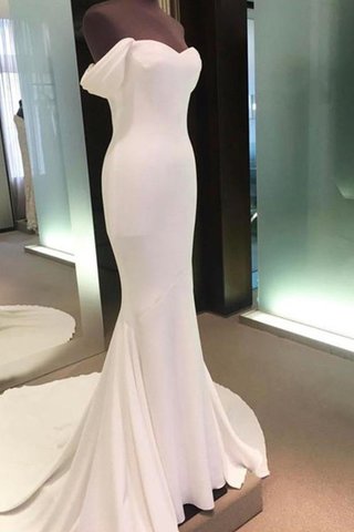 Robe de mariée séduisant avec manche courte de fourreau avec zip naturel - photo 3