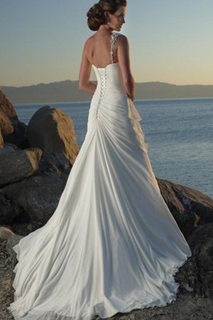 Robe de mariée d'épaule asymétrique avec perle de traîne courte manche nulle a plage - photo 2