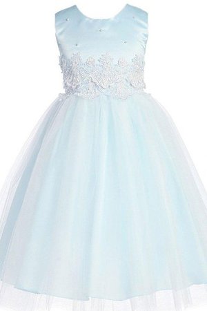 Robe de cortège enfant avec nœud à boucles en satin avec perle en tulle ligne a - photo 1