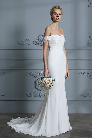 Robe de mariée de traîne courte d'epaule ecrite fantastique manche nulle naturel - photo 1