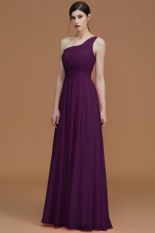 Robe demoiselle d'honneur naturel avec sans manches ligne a ruché d'épaule asymétrique - photo 19