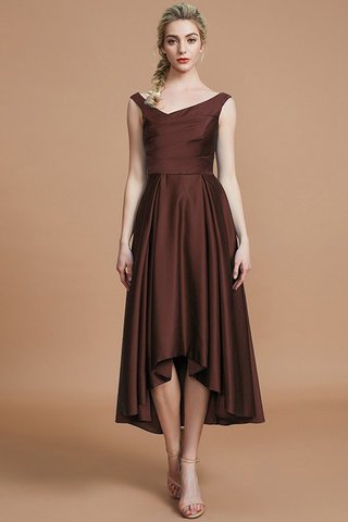 Robe demoiselle d'honneur en satin de princesse asymétrique ligne a v encolure - photo 12