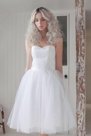 Robe de mariée naturel plissage a-ligne fermeutre eclair col en forme de cœur - photo 2