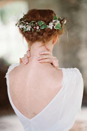 Robe de mariée de col bateau en plage avec chiffon de traîne courte sans dos - photo 2