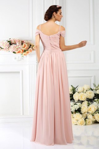 Robe demoiselle d'honneur longue au drapée avec fleurs en chiffon bretelles spaghetti - photo 30