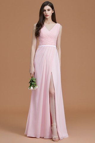 Robe demoiselle d'honneur avec chiffon de col en v de princesse ligne a ruché - photo 1