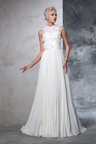 Robe de mariée longue manche nulle avec fronce en chiffon de traîne moyenne - photo 3