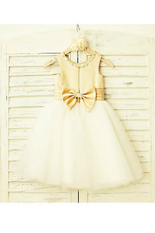 Robe de cortège enfant naturel avec nœud à boucle encolure ronde manche nulle ligne a - photo 3