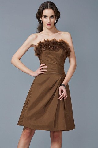 Robe demoiselle d'honneur courte naturel de fourreau de bustier en taffetas - photo 4