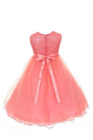 Robe de cortège enfant brillant ligne a avec fleurs manche nulle - photo 2