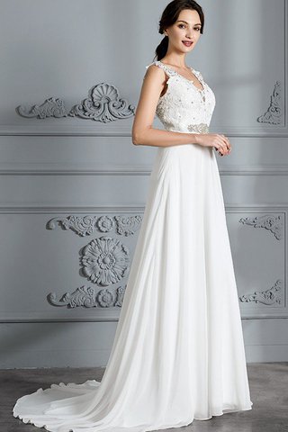 Robe de mariée de princesse de traîne courte ligne a de col en v en chiffon - photo 5