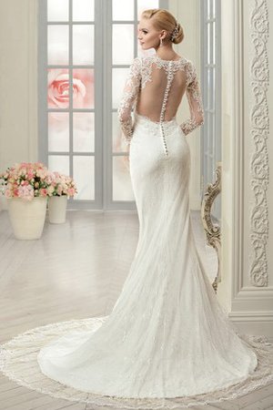 Robe de mariée impressioé brodé col ras du cou avec bouton avec perle - photo 2