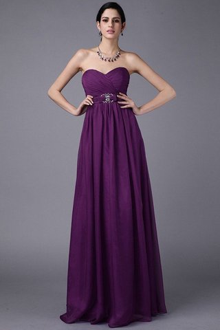 Robe demoiselle d'honneur longue naturel en chiffon jusqu'au sol avec perle - photo 12