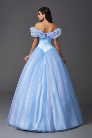 Robe de quinceanera naturel longue de mode de bal epaule nue avec perle - photo 2