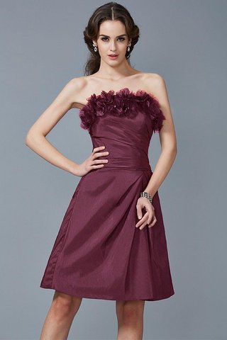 Robe demoiselle d'honneur courte naturel de fourreau de bustier en taffetas - photo 5