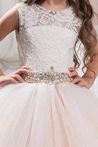 Robe de cortège enfant naturel avec fleurs de mode de bal textile en tulle manche nulle - photo 3