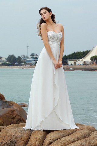 Robe de mariée longue de princesse en plage manche nulle de col en cœur - photo 1