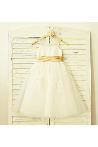 Robe de cortège enfant naturel de princesse fermeutre eclair avec fleurs longueur mollet - photo 2