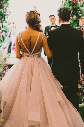 Robe de mariée naturel en organza de traîne courte de mode de bal manche nulle - photo 2