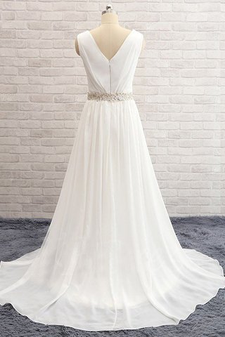 Robe de mariée naturel avec perle de princesse de traîne courte en chiffon - photo 4