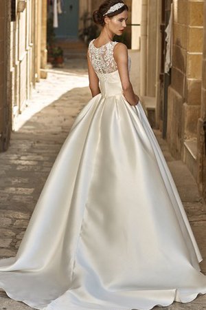 Robe de mariée derniere tendance plissé en satin de traîne moyenne manche nulle - photo 2