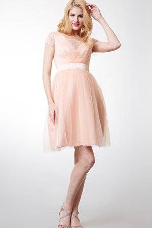 Robe demoiselle d'honneur romantique ceinture en étoffe en tulle avec zip avec ruban - photo 1