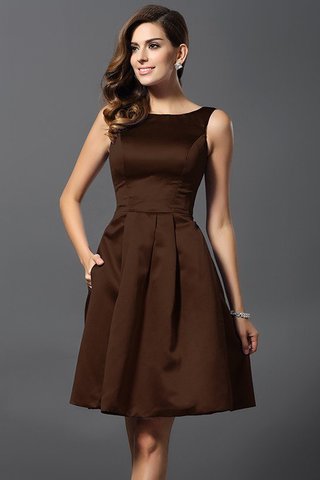 Robe demoiselle d'honneur naturel courte fermeutre eclair ligne a en satin - photo 7