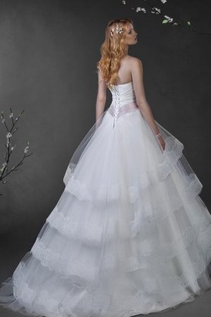 Robe de mariée naturel longue col en forme de cœur textile en tulle avec perle - photo 2