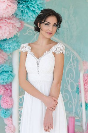 Robe de mariée plissage nature de traîne courte avec lacets a-ligne - photo 2