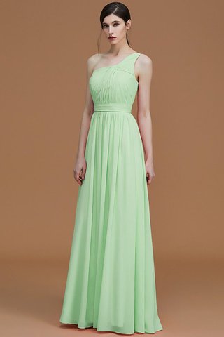 Robe demoiselle d'honneur naturel avec sans manches ligne a ruché d'épaule asymétrique - photo 32