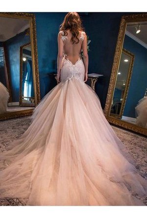 Robe de bal de sirène appliques de col en cœur avec sans manches dos nu - photo 2