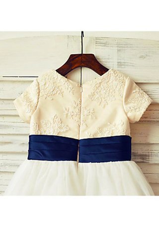 Robe de cortège enfant naturel encolure ronde avec manche courte de princesse a-ligne - photo 4