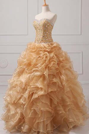 Robe de quinceanera en organza fermeutre eclair avec lacets equipé de jacket en tulle - photo 2