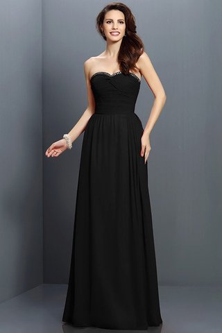 Robe demoiselle d'honneur longue avec zip col en forme de cœur manche nulle a-ligne - photo 2