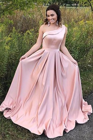 Robe de bal naturel d'épaule asymétrique fermeutre eclair ligne a manche nulle - photo 1