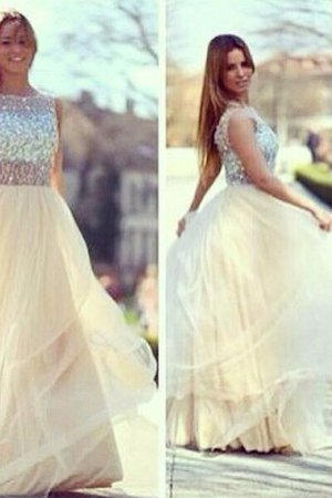 Robe de bal brillant textile en tulle avec cristal ligne a manche nulle - photo 2