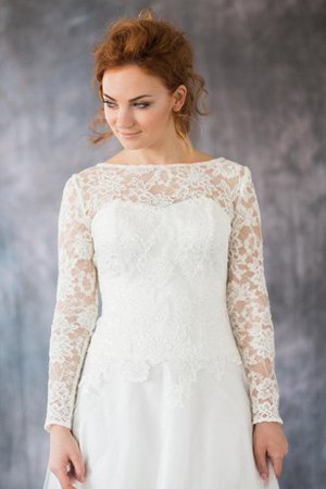 Robe de mariée sage fermeutre eclair ligne a jusqu'au sol avec décoration dentelle - photo 2