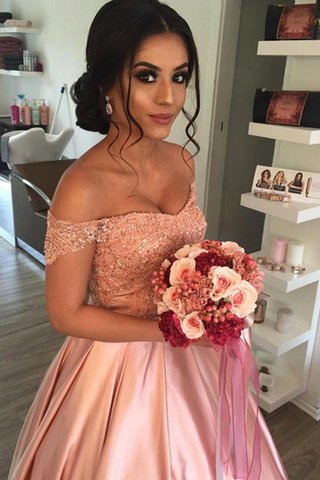 Robe de mariée en satin d'epaule ecrite rêveur de traîne longue avec sans manches - photo 3