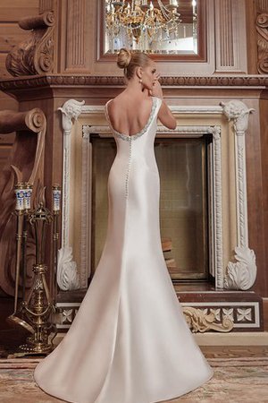 Robe de mariée naturel classique avec cristal a-ligne de traîne courte - photo 2