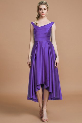 Robe demoiselle d'honneur en satin de princesse asymétrique ligne a v encolure - photo 29