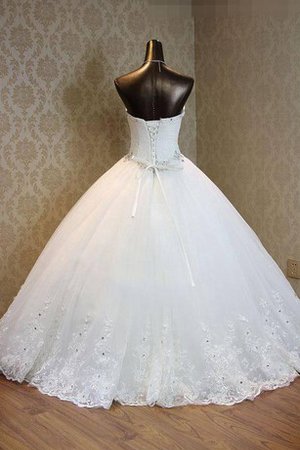 Robe de mariée plissé avec fleurs en dentelle textile taffetas avec perle - photo 2