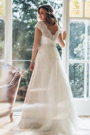 Robe de mariée distinguee lache avec manche courte v encolure avec perle - photo 2