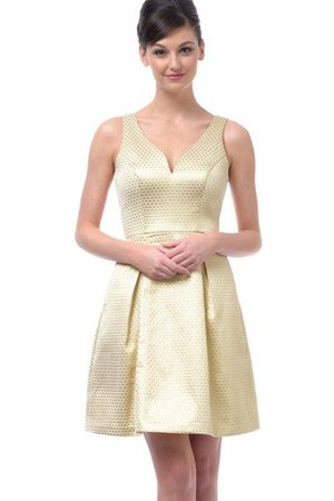 Robe demoiselle d'honneur avec zip a-ligne de col en v manche nulle - photo 1